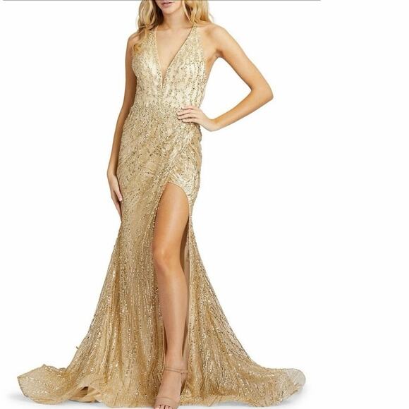 Mac Duggal Dresses & Skirts - Mac Duggal Gold Sequined Mermaid Gown 10 See Description